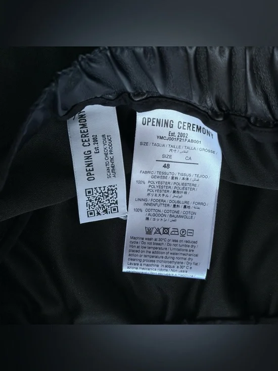 Opening Ceremony Black Faux Leather Men’s Track Pants - Picture 5 of 10